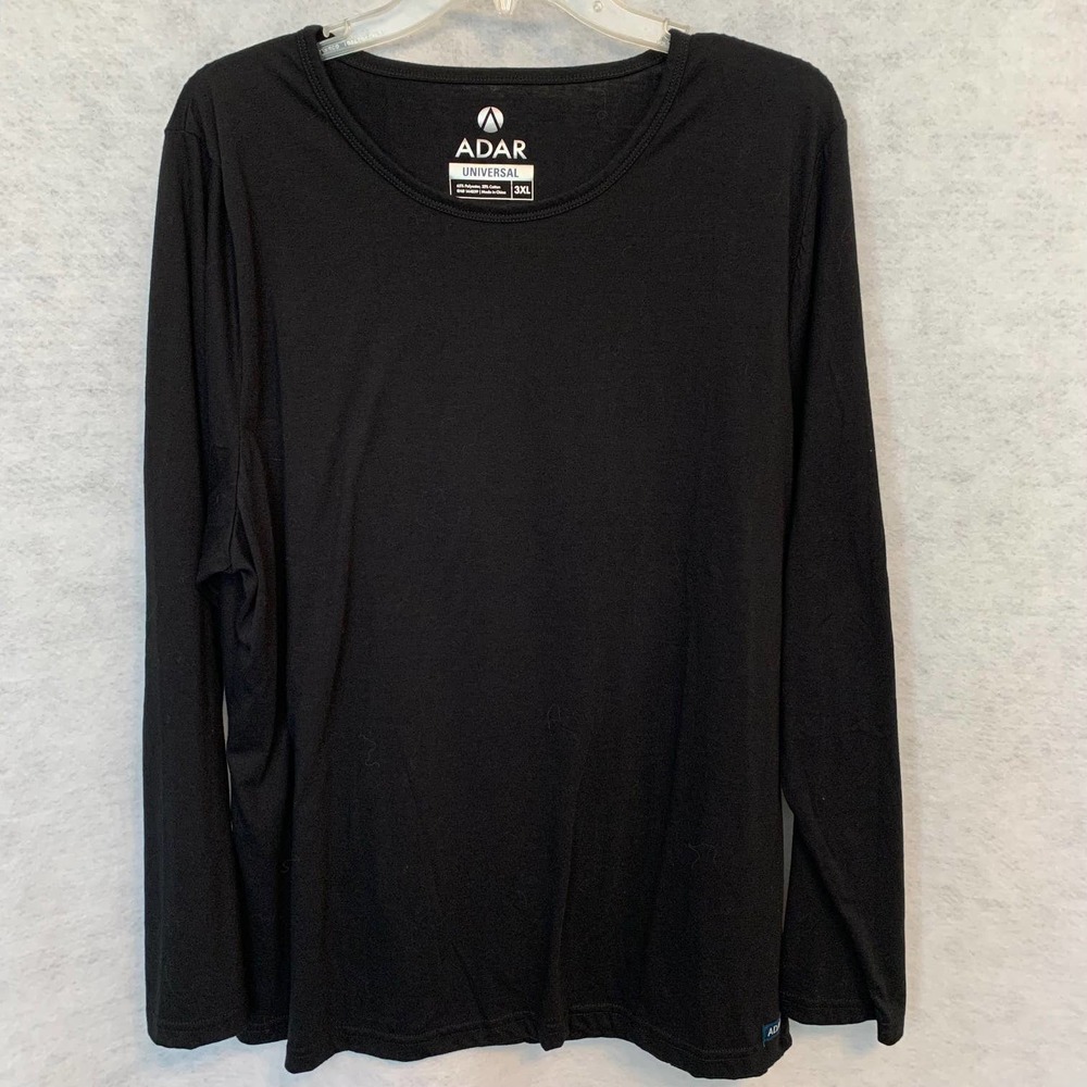 ADAR Black Long Sleeve T Shirt Plus Size‎ 3XL